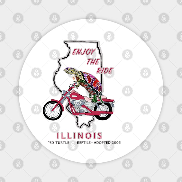 Turtle, Illinois, Painted Turtle, Motorcycle, Love, Enjoy the Ride Magnet by cfmacomber